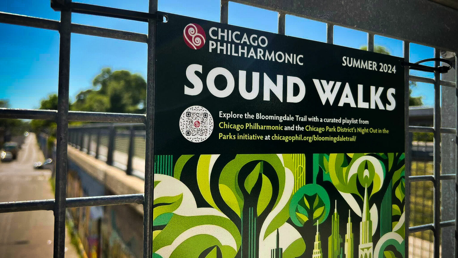 Sign for Sound Walks on the Bloomingdale Trail